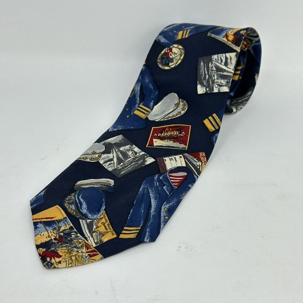 Brooks Brothers Makers All Silk 100% Necktie Tie Navy Naval Theme‎ Nautical Blue